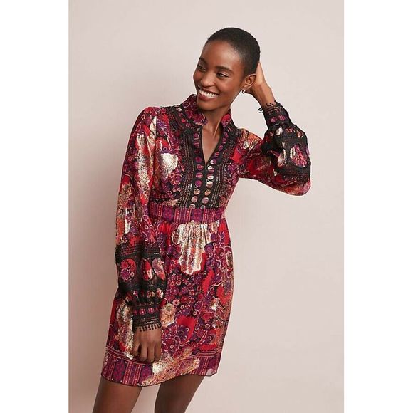 Anna Sui Dresses & Skirts - $869 Anthropologie Anna Sui Golden Shimmer Dress